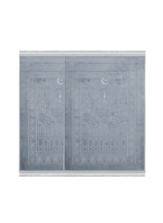 Light gray velvet prayer rug, 80x120 cm roll-up rug - Image 4
