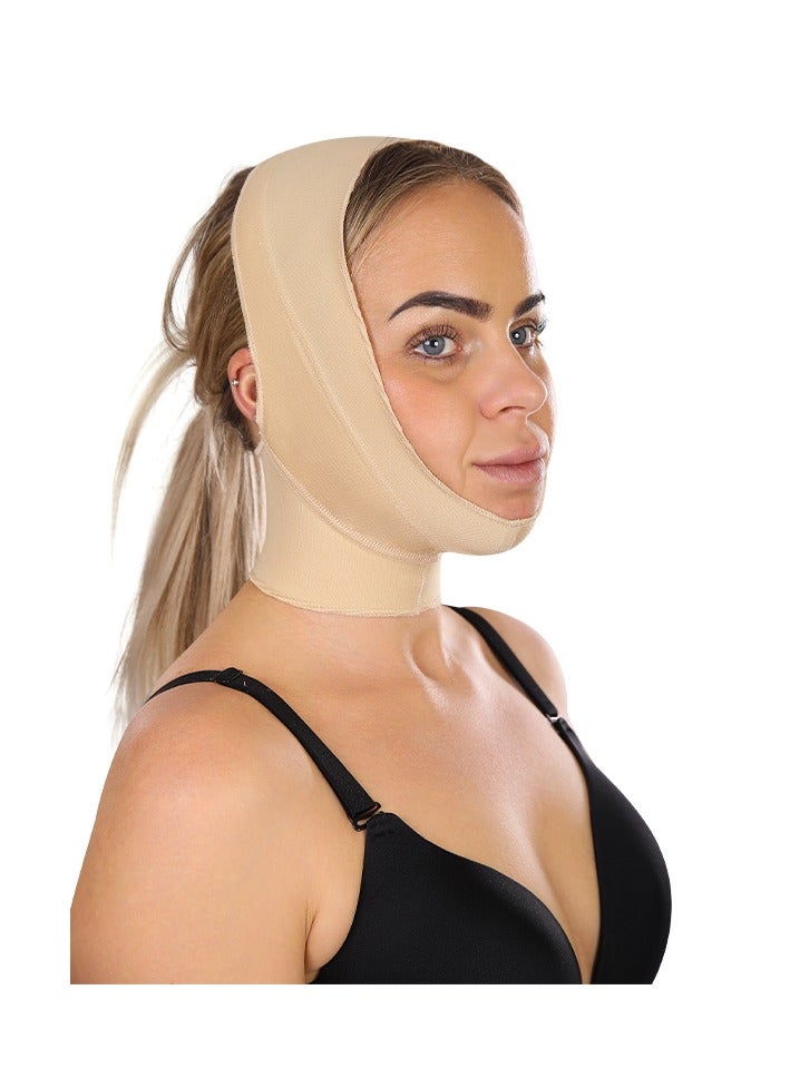 Sedra Shapely Chin and face lift corset after plastic surgery, perfect neck support and comfortable for daily wear, beige color - Image 1