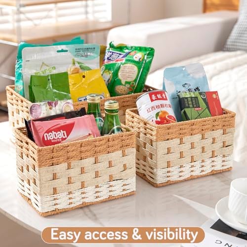 HOKIPO Set of 3 Storage Baskets - Clothes Organizer for Wardrobe with Metal Frame & Handles (AR-6161) - Image 5