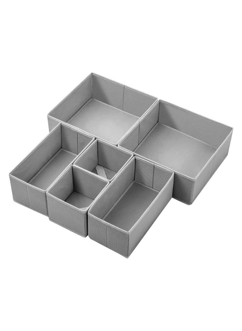 Drawer Organizer Clothes, 2 Pack Foldable Storage Cubes for Closet, Fabric Baskets Storage Bins Dresser Drawer Dividers for Clothes, Socks-Grey (6pcs storage)  - Image 1