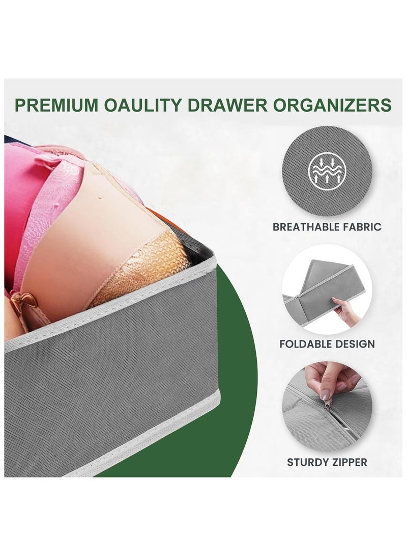 Drawer Organizer Clothes, 2 Pack Foldable Storage Cubes for Closet, Fabric Baskets Storage Bins Dresser Drawer Dividers for Clothes, Socks-Grey (6pcs storage)  - Image 4