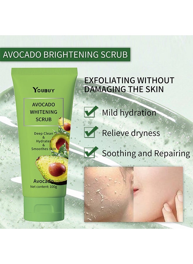 YOUBUY Avocado Whitening Scrub - Gentle Exfoliating Facial Scrub,Deep Clean Dead Skin Removal Facial Exfoliator 100g - Image 2