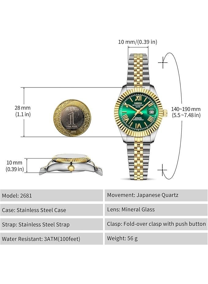 NIBOSI Women Watch Analog Quartz Stainless Steel Waterproof Classic Desiger Date Watches for Women - Image 2
