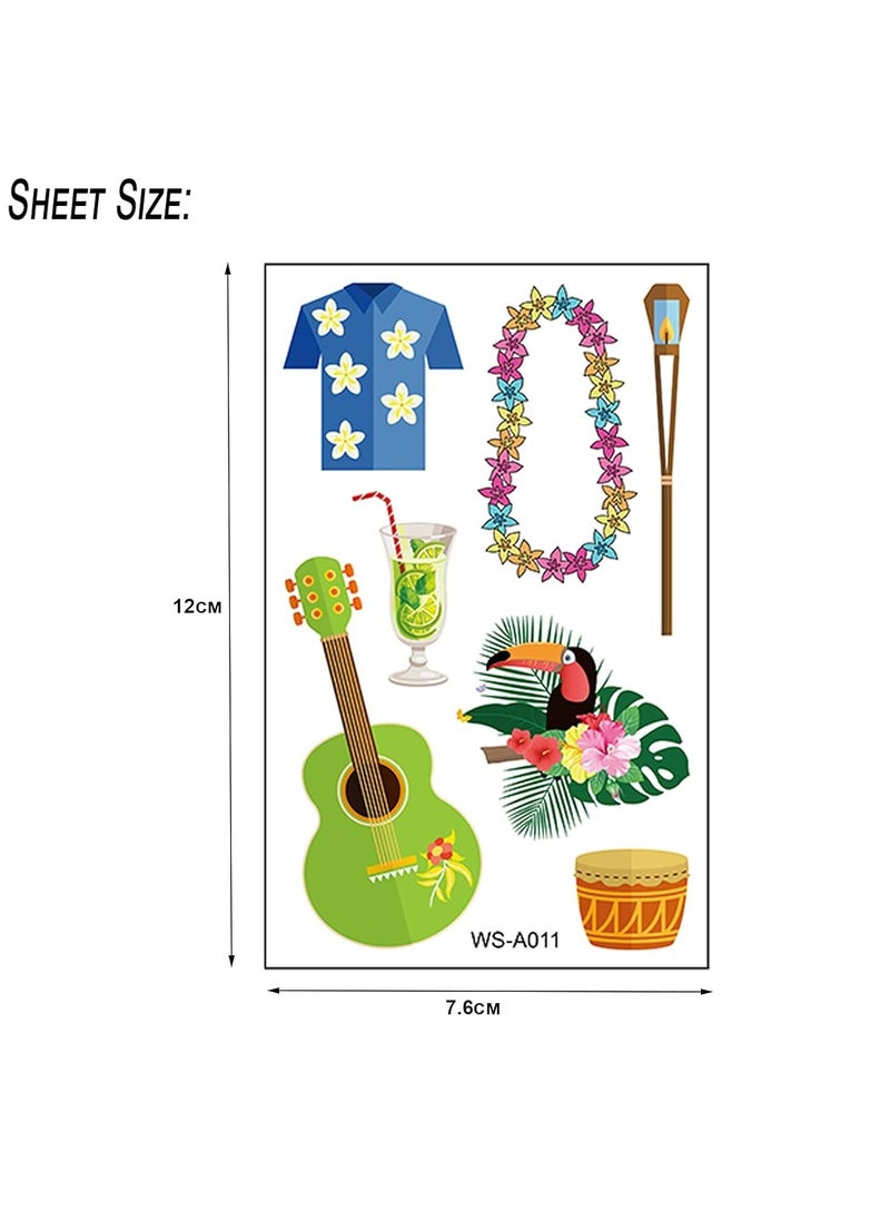 ORAINBOW - 10 Sheets Temporary Tattoos for Kids and Adults 87Pcs Cartoon Hawaii Style Tattoos Waterproof Cute Temporary Tattoo Body Stickers Holiday Beach Party Decoration Supplies Gifts Favors Girls Boys - Image 1