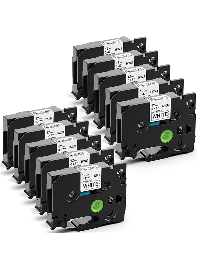 إيروريكس ملصقات بديلة متوافقة لشريط صنع الملصقات Brother Tze 231 Tz 231 P Touch مقاس 12 مم و0.47 بوصة مغلف باللون الأبيض لـ Pt D210 وPt H110 وPt D400 وPt D600 وPt 1290 وPt 1280 وPt H100 عبوة من 10 قطع - Image 1