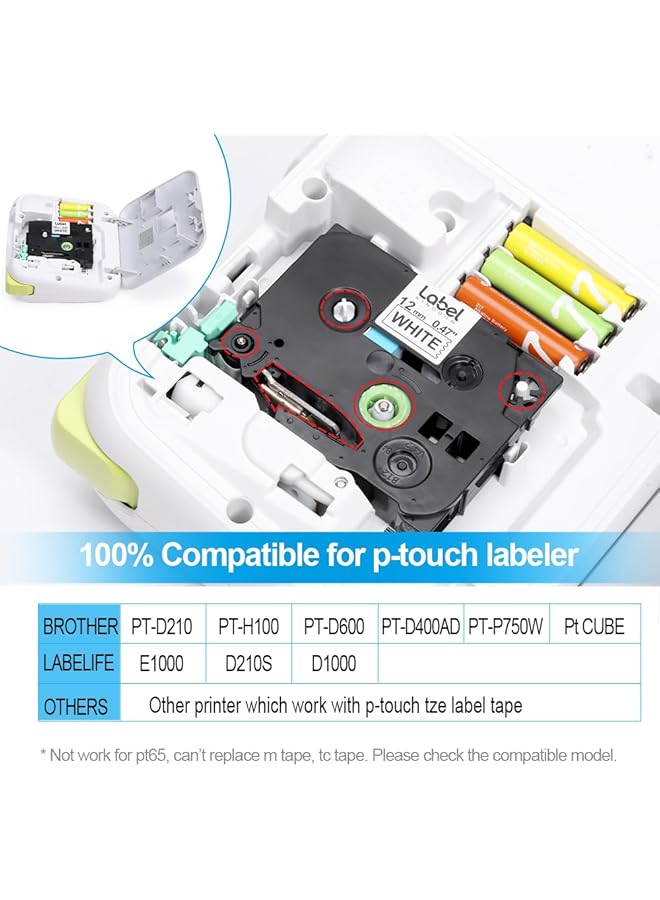 إيروريكس ملصقات بديلة متوافقة لشريط صنع الملصقات Brother Tze 231 Tz 231 P Touch مقاس 12 مم و0.47 بوصة مغلف باللون الأبيض لـ Pt D210 وPt H110 وPt D400 وPt D600 وPt 1290 وPt 1280 وPt H100 عبوة من 10 قطع - Image 2