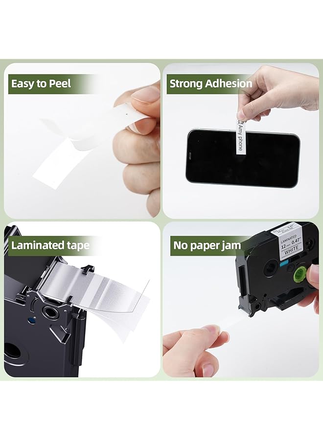 إيروريكس ملصقات بديلة متوافقة لشريط صنع الملصقات Brother Tze 231 Tz 231 P Touch مقاس 12 مم و0.47 بوصة مغلف باللون الأبيض لـ Pt D210 وPt H110 وPt D400 وPt D600 وPt 1290 وPt 1280 وPt H100 عبوة من 10 قطع - Image 5