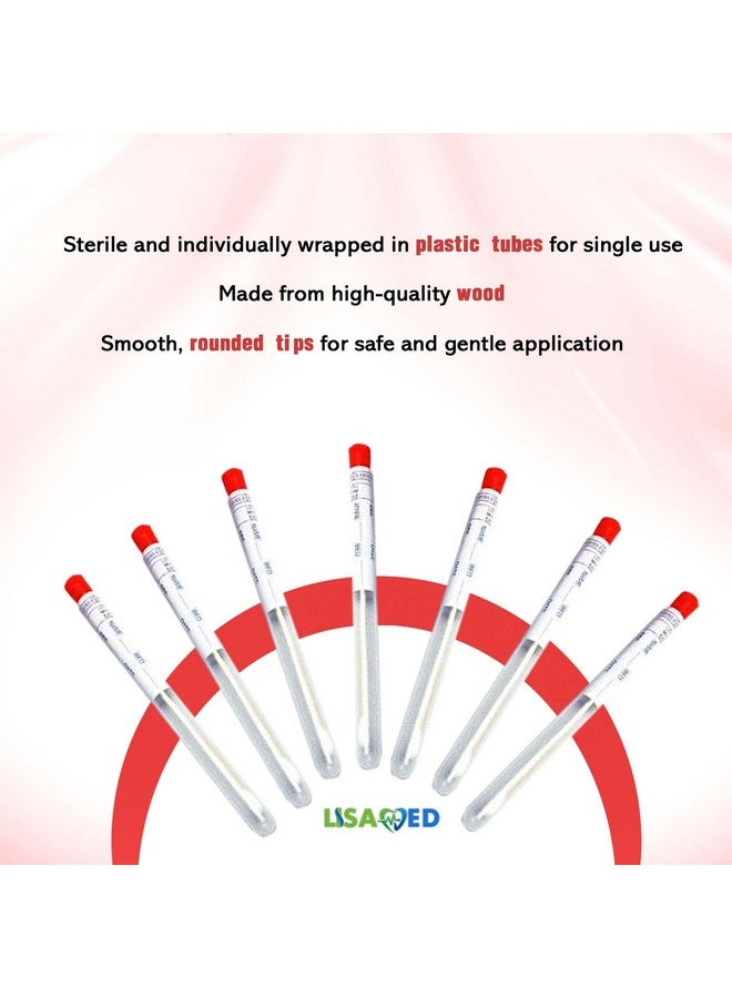 Lisamed Wooden Sterilized Swab Sticks in Plastic Tubes (Pack of 50 Pieces) - Image 3