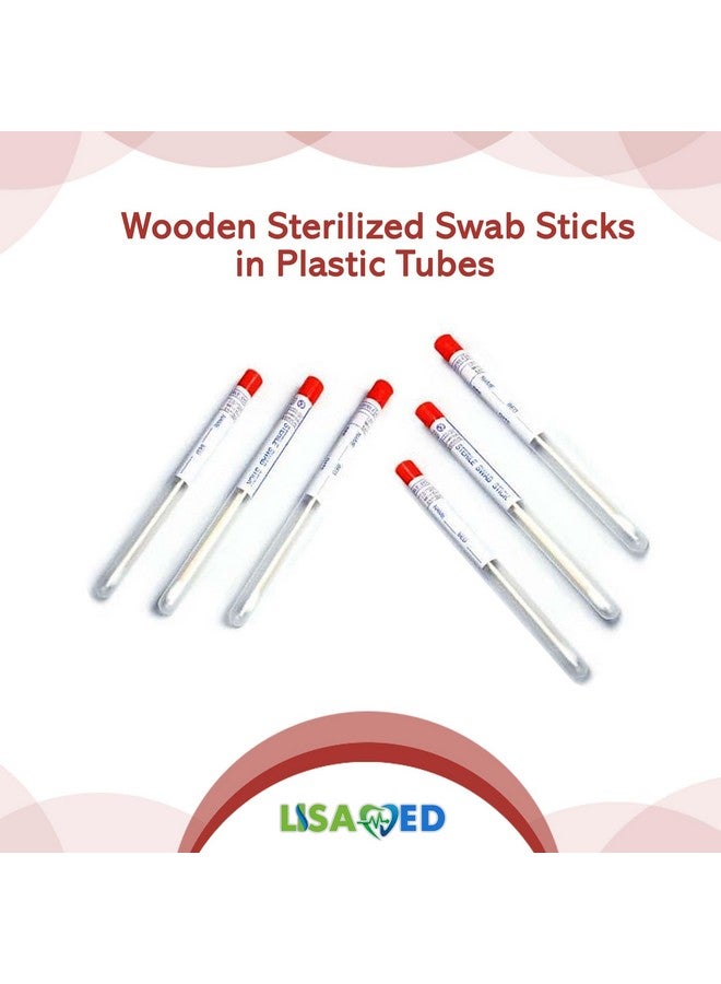 Lisamed Wooden Sterilized Swab Sticks in Plastic Tubes (Pack of 50 Pieces) - Image 2