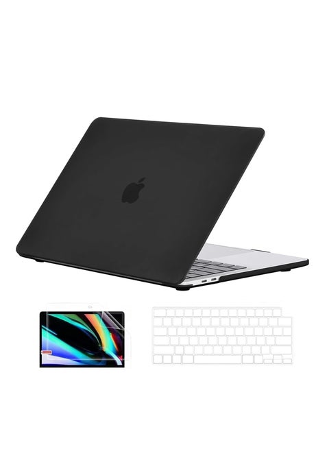 3 in 1 Hard Case Compatible for MacBook Pro 13 inch Case 2024 2023 2022-2016,M2 A2338 A2251 M1 A2289 A2159 A1989 A1706, Plastic Hard Shell & Keyboard Cover & Screen Protector - Matte Black