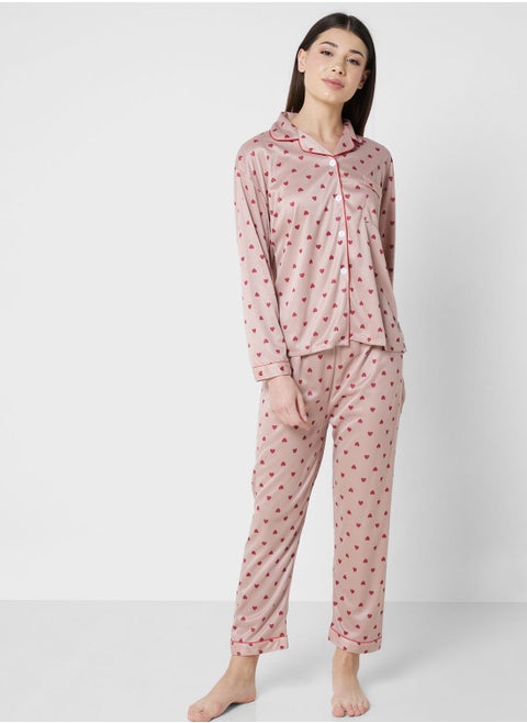 2 Piece Printed Pyjama Set