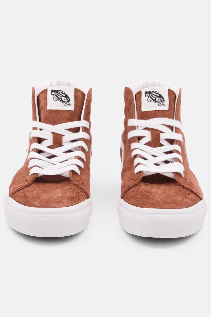 VANS حذاء نسائي SK8-Hi برباط وكعب مرتفع، بني/أبيض - Image 3