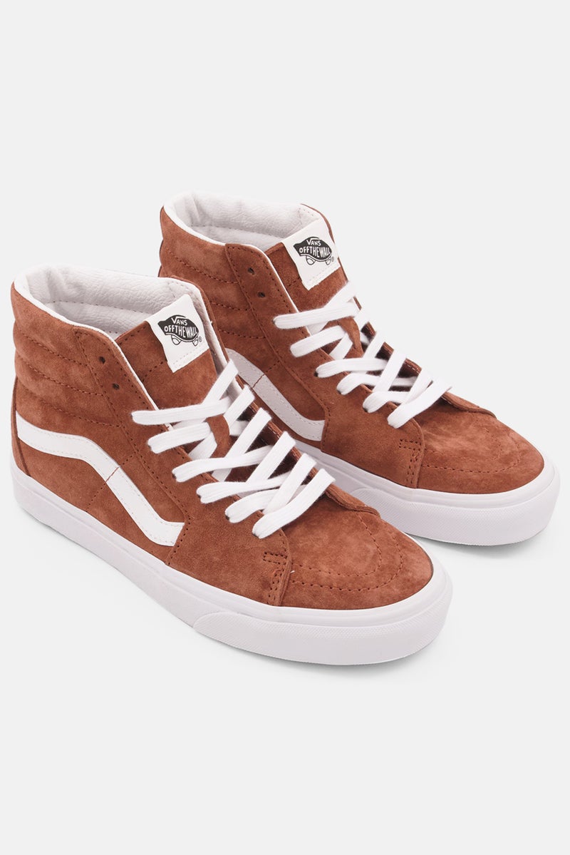 VANS حذاء نسائي SK8-Hi برباط وكعب مرتفع، بني/أبيض - Image 1