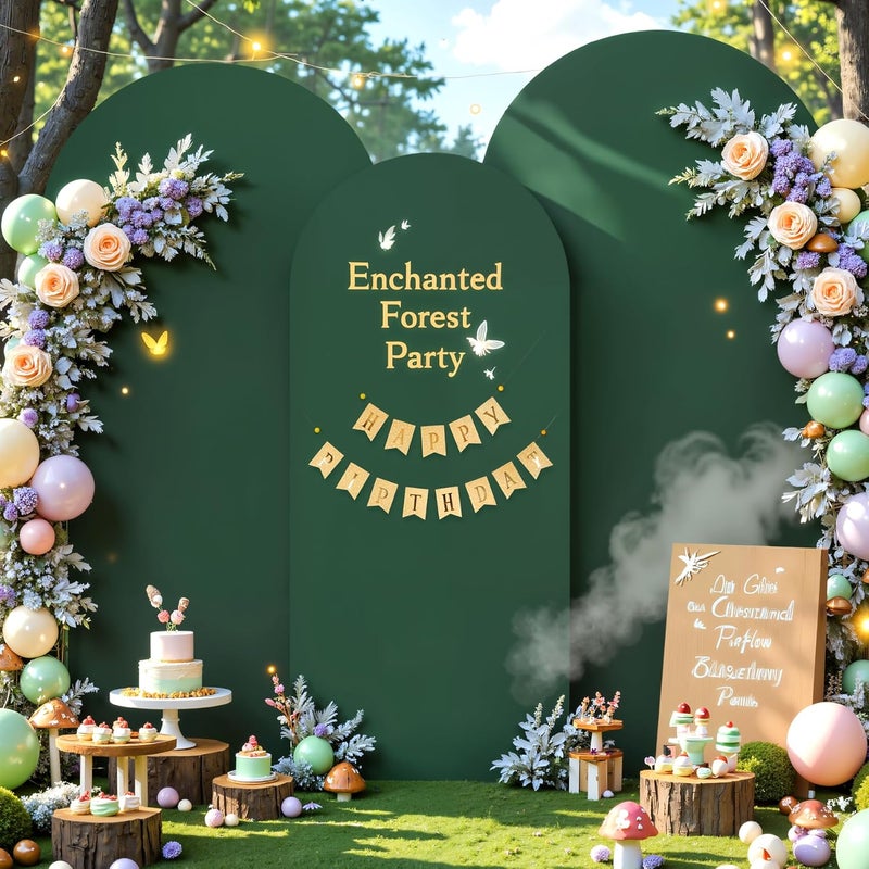 Suppromo Hunter Green Arch Cover 3 Set - 6.6FT, 7.2FT, 8FT Arch Backdrop Cover Spandex Fitted Wedding Arch Stand Covers for Birthday Party Baby Shower Wedding Bridal Shower Banquet Photo Background Decorations - Image 2