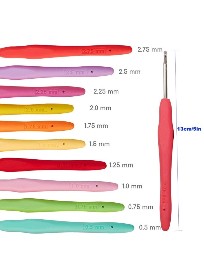 Mtghyaya 10 Small Sizes Crochet Hooks Sett 0.5Mm - 2.75Mm Ergonomic Soft Handle Thread Crochet Lace Hooks - Image 4