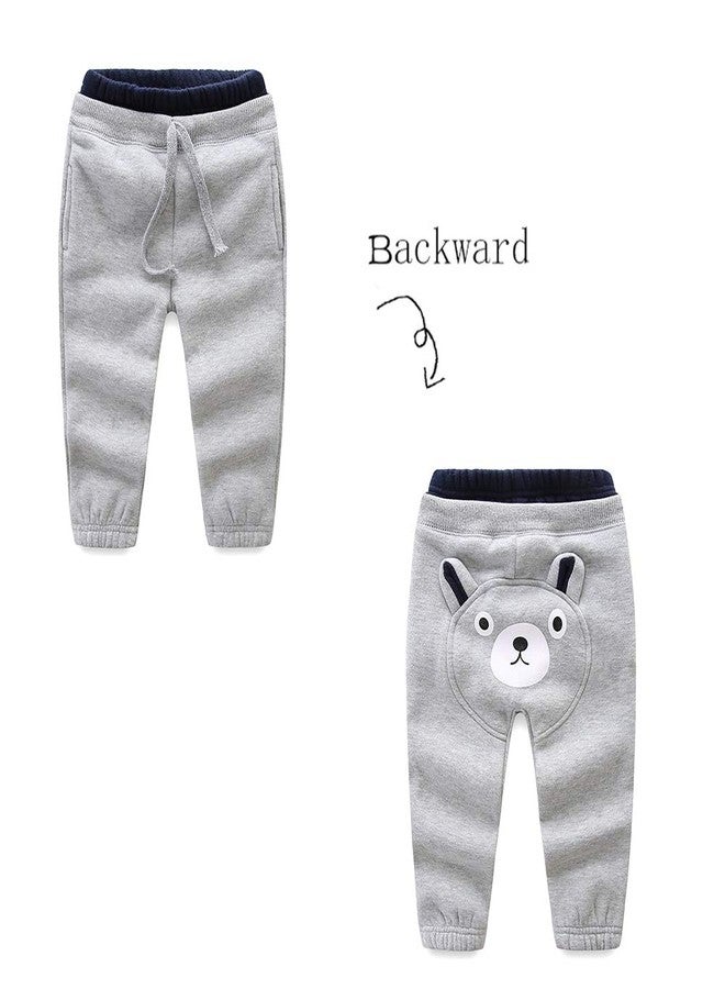 Mud Kingdom Baby Boys Joggers Winter Cute Bear Fleece 18-24 Months Gray - Image 3