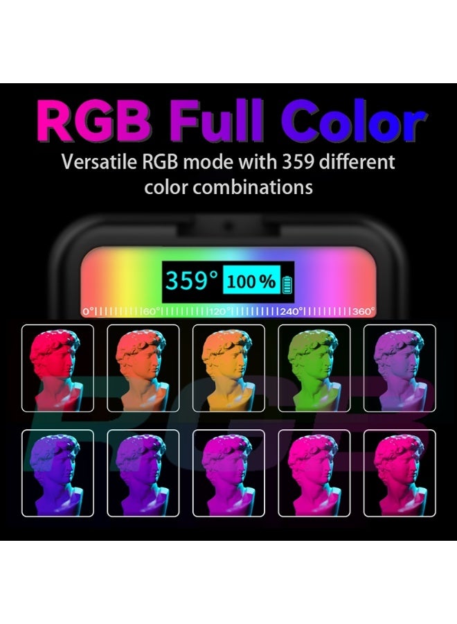 بولوز إضاءة PULUZ المحمولة للتصوير بالكاميرا، بدرجة حرارة لون تتراوح بين 2500-9000 كلفن + ألوان RGB كاملة، إضاءة تجميلية احترافية LED لملء الإضاءة. - Image 5