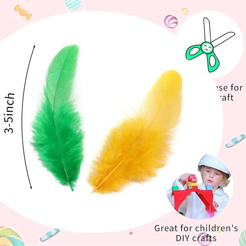Soarer 300pcs Mardi Gras Feathers for Crafts - 3-5inch Feathers Bulk for Wedding Home Party, Dream Catcher Supplies and DIY Crafts(Mardi Gras) - Image 3