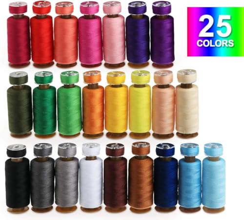 ilauke 50Pcs Thread for Sewing, 400 Yards Sewing Thread kit, Prewound Bobbins Hand & Machine, Sewing Machine Thread Assortment for Brother Singer Janome Juki Serger Machine, 25 Colors - Image 2