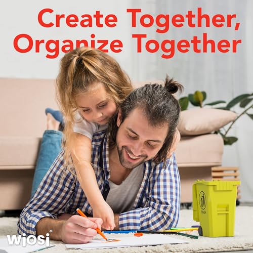 Wiosi Mini Garbage Trash Pen Holder for Desk and Tiny Recycle Bin Pencil Holder Red & Yellow, Pack of 2 - Storage for Pencil & Pen | Office Stationery to Organize the Desk | Ideal for Student Work - Image 2