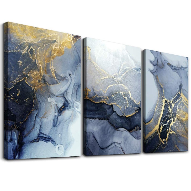 DZRWUBHS Abstract Wall Decor for Living Room Bedroom Wall Art Abstract Ink Wall Painting Wall Artworks Hang Pictures for Office Decoration 3 Panels Bathroom Home Decor Posters 12x16 inch 3 Piece