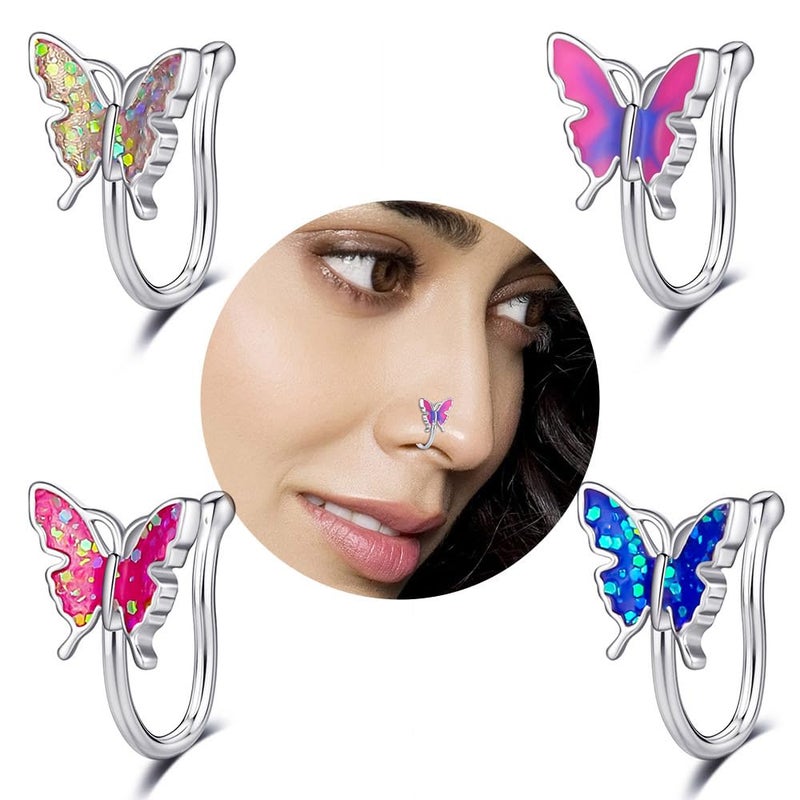 RUVEE Nose & Ear Clip Gold Plated Pin Non Pierced Just Press for Women & Girls - Image 3