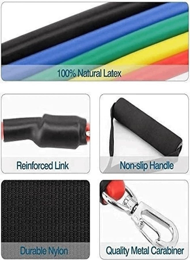 Shopeleven Complete Home Gym Resistance Bands Set (11 Pieces) - Durable Toning Tubes with Foam Handles, Ankle Straps & Portable Bag - Image 2