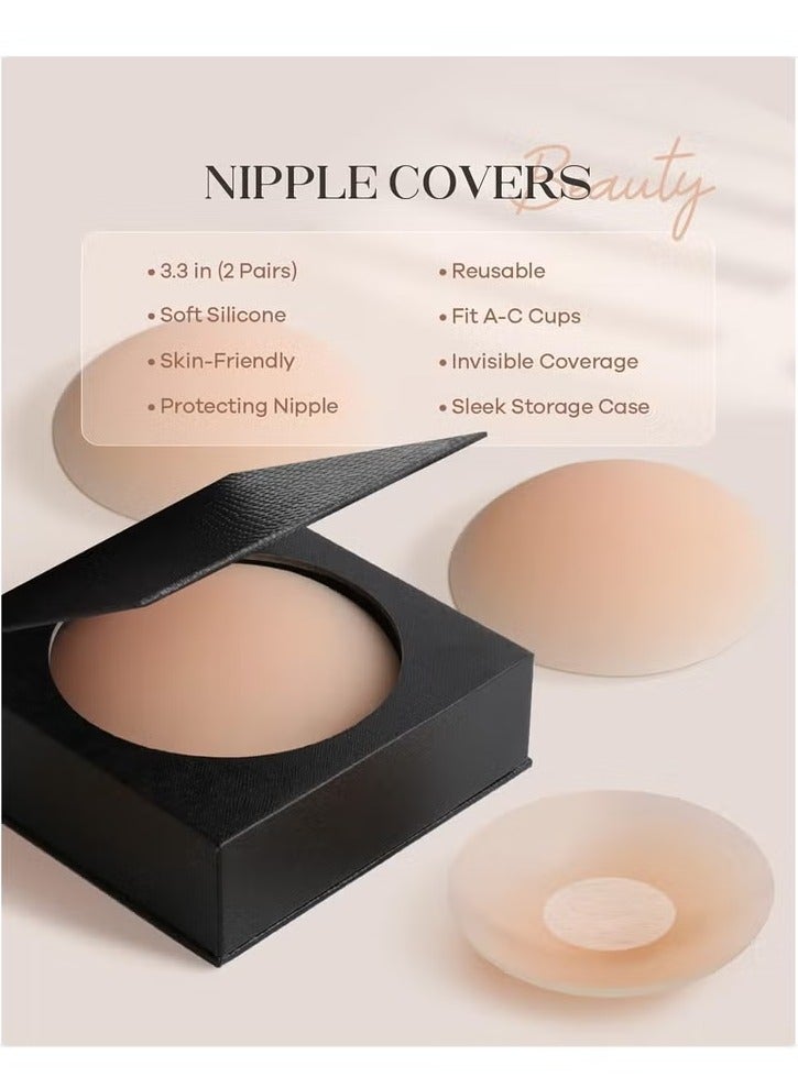 Glowudz silicone nipple covers reusable ultra soft self adhesive breast covers with storage box for women - Image 1