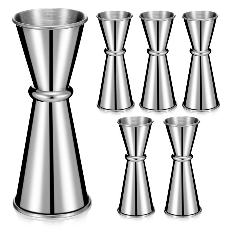 Eaasty 6 Pieces Jigger For Bartending Double Cocktail Japanese Jigger 2 Oz 1 Oz Stainless Steel Shot Glass Measuring Cup For Home Bar Drink Kitchen Bartender Tools - Image 1