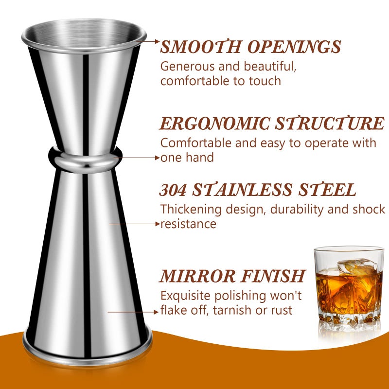 Eaasty 6 Pieces Jigger For Bartending Double Cocktail Japanese Jigger 2 Oz 1 Oz Stainless Steel Shot Glass Measuring Cup For Home Bar Drink Kitchen Bartender Tools - Image 3