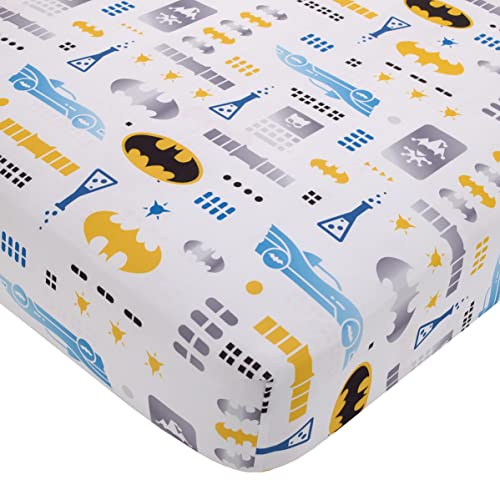 NoJo Warner Brothers Batman The Caped Crusader Blue, Gray, and Yellow Bat-Signal and Batmobile 2 Piece Toddler Sheet Set - Fitted Bottom Sheet and Reversible Pillowcase - Image 2
