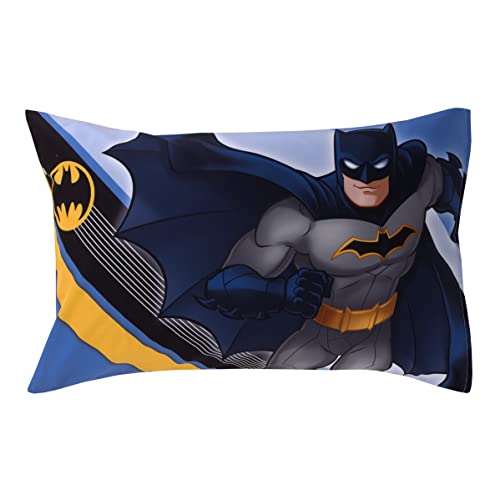 NoJo Warner Brothers Batman The Caped Crusader Blue, Gray, and Yellow Bat-Signal and Batmobile 2 Piece Toddler Sheet Set - Fitted Bottom Sheet and Reversible Pillowcase - Image 4