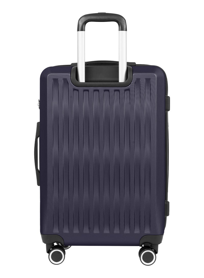 PARAJOHN حقيبة سفر متوسطة Nexus 24 بوصة بتصميم مربعات - حقيبة تروكسي خفيفة الوزن 20 كجم من ABS مع 4 عجلات دوارة وقفل، زرقاء داكنة - Image 3