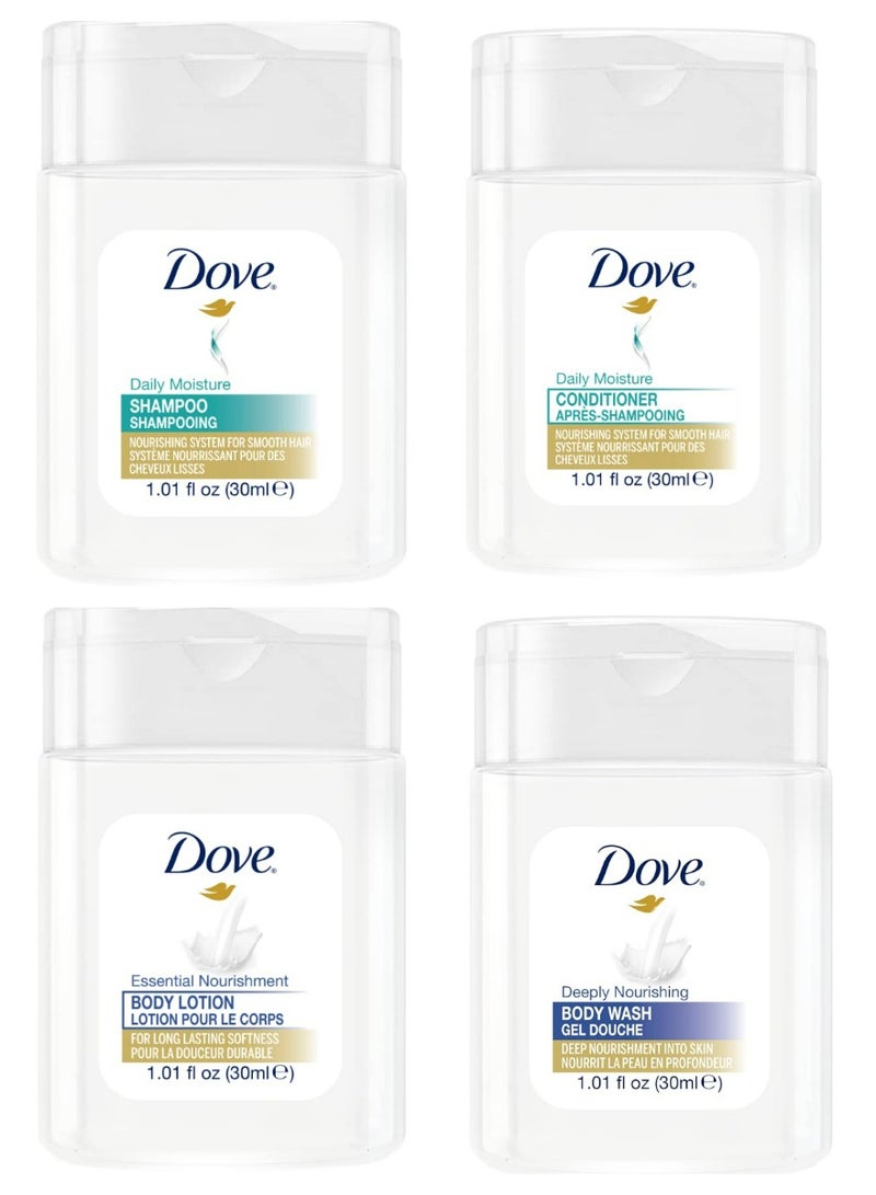 Dove Deeply Nourishing Mini Body Wash And Body Lotion And Shampoo And Conditioner Set 30 ML 4 Pcs - Image 1