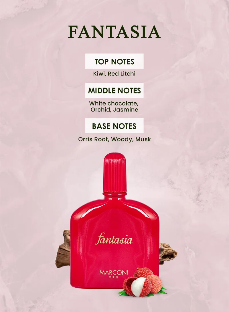 عطور مهابوب عطر فانتازيا من محبوب للعطور أو دو بارفان 100 مل | عطر للجنسين | عطر فاكهي زهري بالكيوي والليتشي والشوكولاتة البيضاء والياسمين والمسك | للرجال والنساء