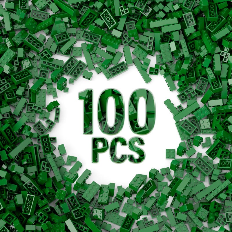 YUJHITP 100 Piece Classic Building Blocks Compatible with Lego Green Bricks - Image 3