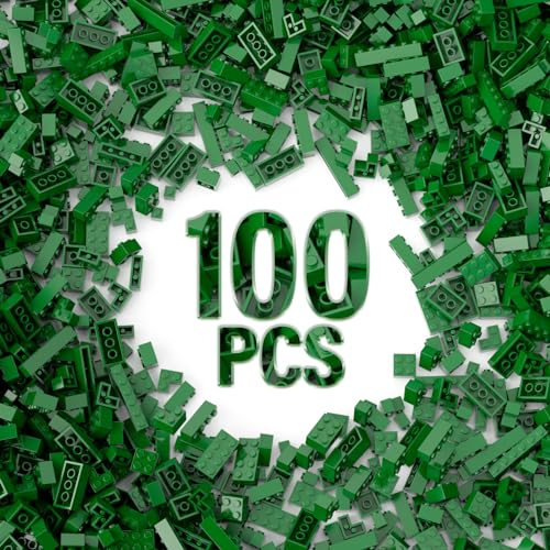 YUJHITP 100 Piece Classic Building Blocks Compatible with Lego Green Bricks - Image 1