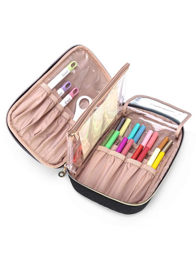 YARWO Carrying Case Compatible With Cricut Tools Set, Accessories Organizer Bag For Craft Pens And Basic Tools, Black (Patented Design) - Image 2