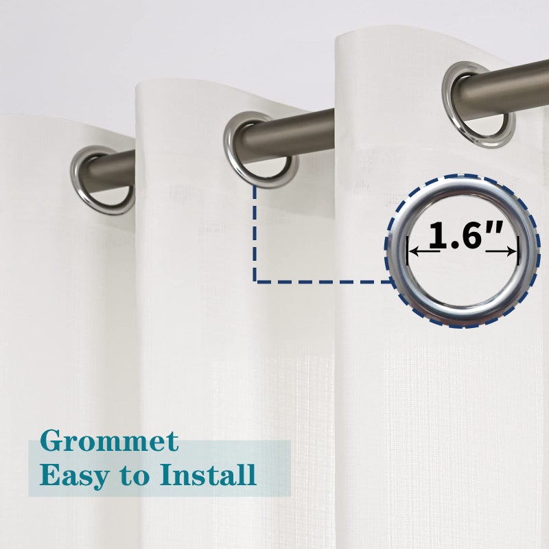 BGment Ivory Cream Sheer Curtains 63 Inch Length 2 Panel Set for Bedroom  Grommet Light Filtering Casual Textured Privacy Semi Sheer Cotton Curtains for Living Room  Each 52 x 63 Inch - Image 3