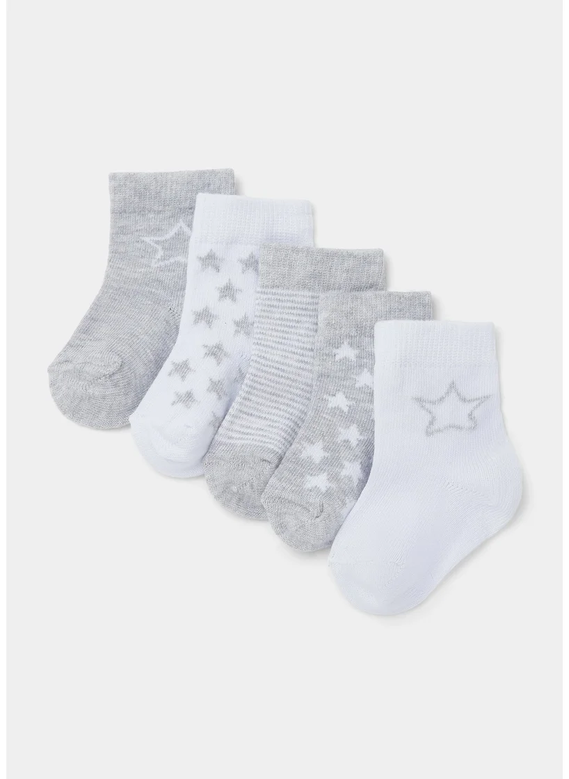 Matalan Baby 5 Pack Grey Marl Socks