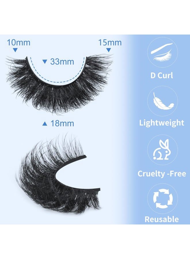lasenersm False Eyelashes Natural Look Eye Lashes Short Wispy False Eyelashes 10mm 3D Fluffy Fake Lashes Pack 10 Pairs Strip Volume by Geeneiya - Brown Mixed Black - Image 4