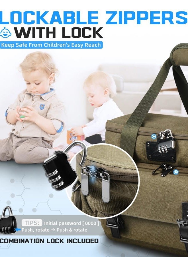 ARCFOX Large Medicine Organizer, Vintage Travel Medicine Storage Bag, Double Layers Pill Bottle Organizer with Portable Small Pouch, First Aid Bag for Travel, Home and Emergency Outdoor,Bag Only,Green - Image 3
