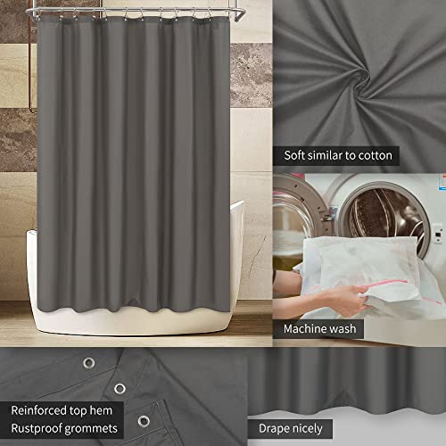 ALYVIA SPRING Waterproof Fabric Shower Curtain Liner - Soft & Light-Weight Cloth Shower Liner, 3 Bottom Magnets, Hotel Quality & Machine Washable - Standard Size 72x72, Dark Gray - Image 3