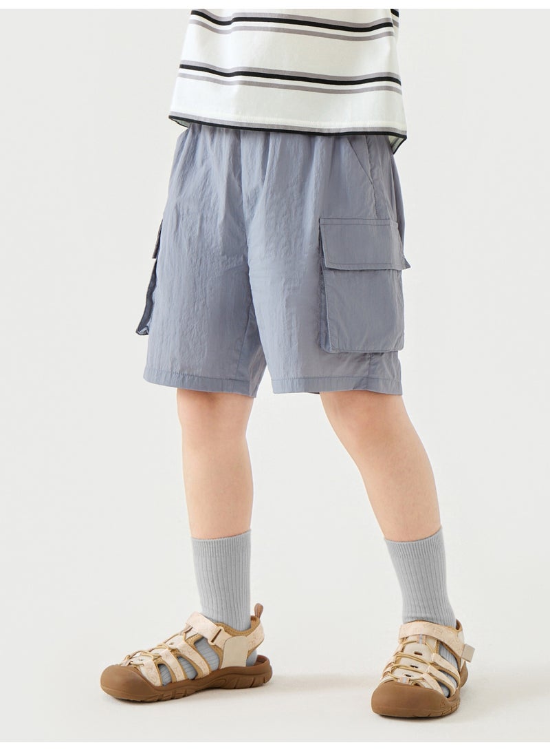 mini bala Boys Kids Casual Elastic Waist Practical Cargo Pocket Shorts Soft Breathable Lightweight Comfortable Summer New Style Loose - Fitting Daily Wear Children's Fashion Shorts - Image 2