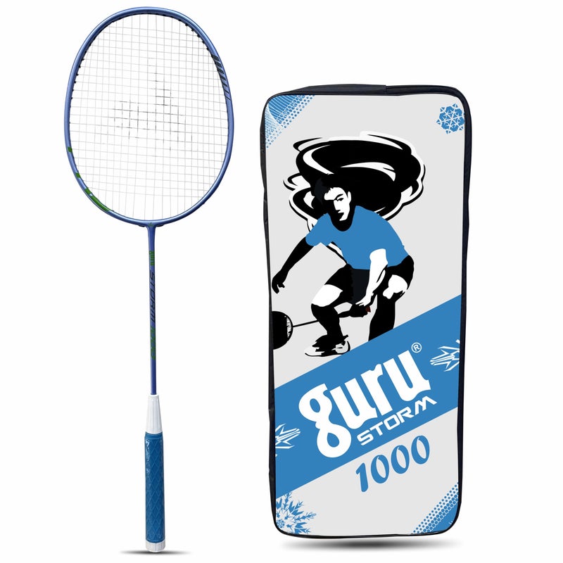 GURU Badminton Racket, Storm-1000 Blue Adjustable Badminton Racket Pack of 1 Jointless with TPE Handle Padded Cover - Image 5