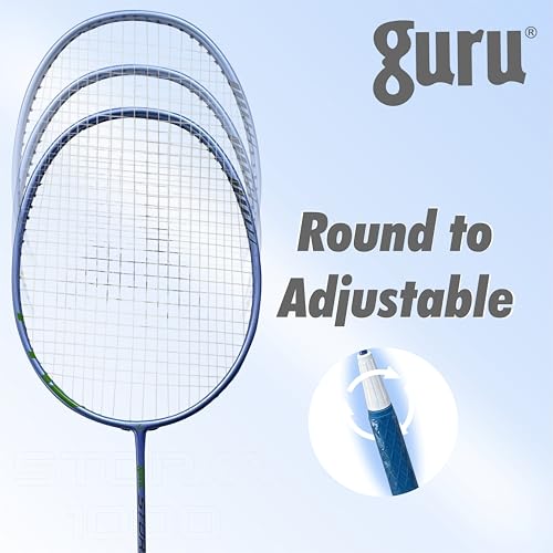 GURU Badminton Racket, Storm-1000 Blue Adjustable Badminton Racket Pack of 1 Jointless with TPE Handle Padded Cover - Image 2