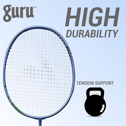 GURU Badminton Racket, Storm-1000 Blue Adjustable Badminton Racket Pack of 1 Jointless with TPE Handle Padded Cover - Image 4