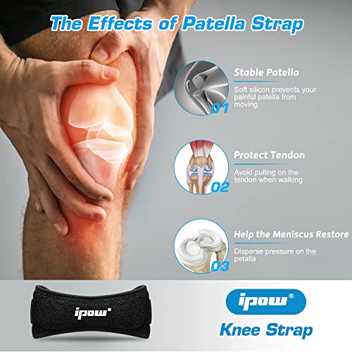 IPOW 2 Pack Small Patella Stabilizer Knee Strap for Teenagers Kids, Knee Band for Soccer, Basketball, Running, Jumpers Knee, Tennis, Tendonitis, Volleyball & Squats, Black - Image 4