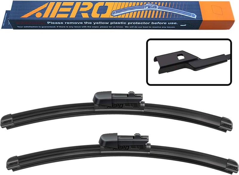AERO Avenger 24"+20" 16mm PTB Premium All-Season Windshield Wiper Blades with Extra Rubber Refills OEM Replacement for Audi A4 A5 A6 RS5 S4 S5 Q3 Q5 2021-2009 (Set of 2) - Image 1