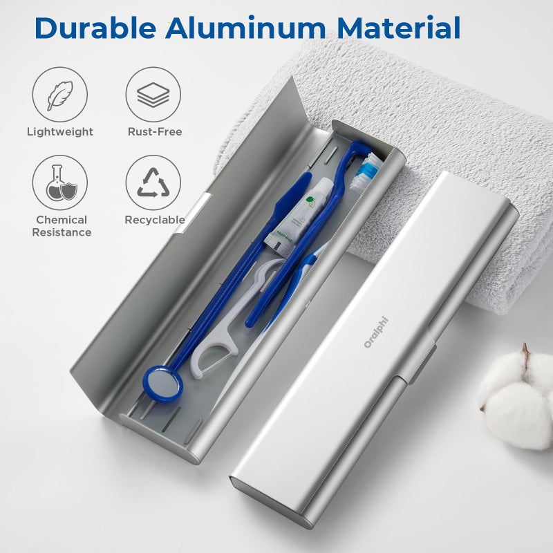 Oralphi Wider Aluminum Toothbrush Travel Case, Portable Travel Toothbrush Holder, Durable Manual Toothbrush Box Container for Traveling, Bathroom, Camping, Business Trip-Not for 0.85oz Toothpaste - Image 2